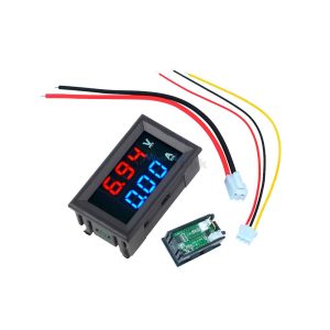 MINI DC 60V 10A DIGITAL VOLTMETER AMMETER BLUE RED LED VOLT AMP METER GAUGE